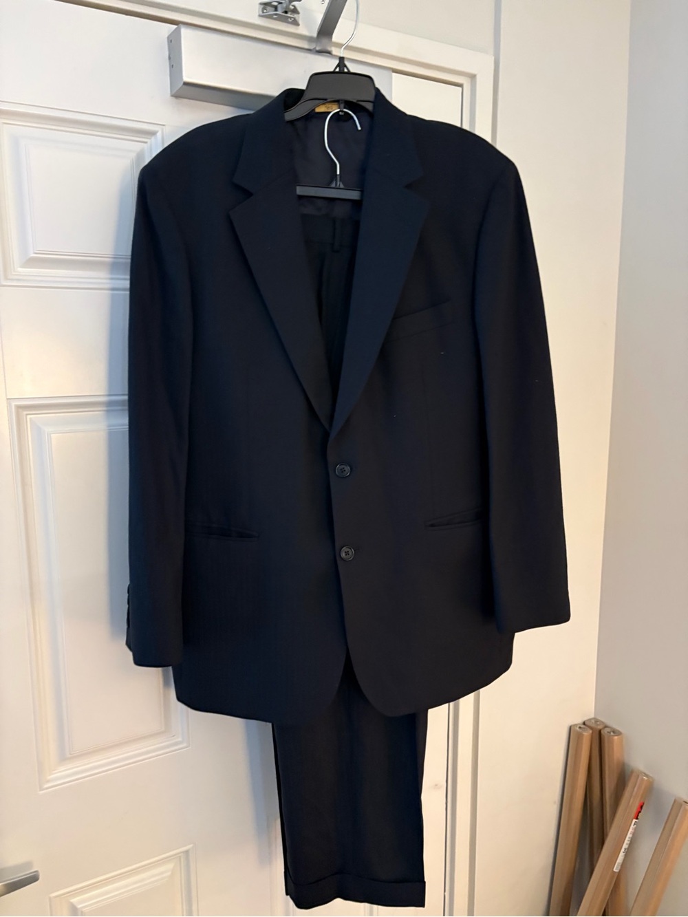 Classic Men's Black Two-Button Suit Jacket and Trousers